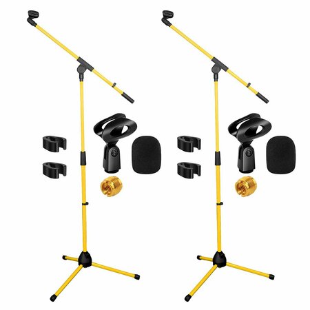 5 CORE Mic Stand Collapsible Height Adjustable Up to 6ft Metal Microphone Tripod Stand Pair w Boom Arm, 2PK MS 080 YLW 2PC